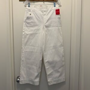NWT Spanx Bright White Stretch Twill Cropped Wide Leg Pants
